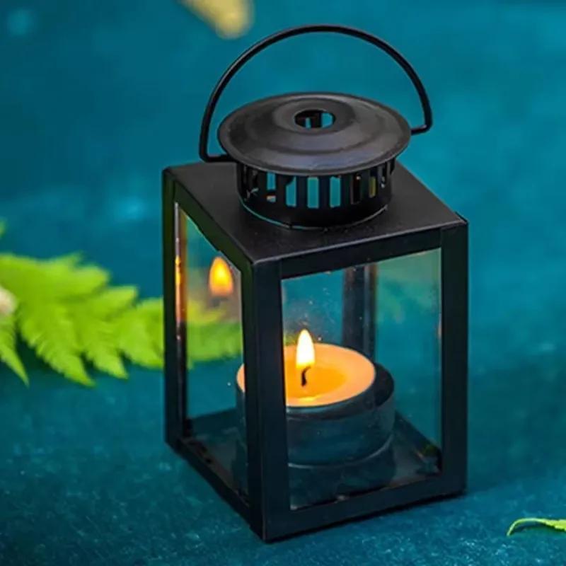 

1PC Retro Romantic Lantern Candle Stand Metal Wedding Outdoor Garden Tea Light Creative Hand-held Iron Candle Holder Home Decor S
