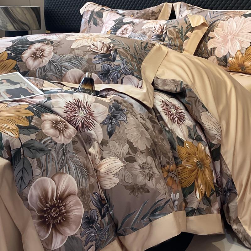 

Comforter Nordic Bedding Sets Egyptian Cotton Floral Flat Bed S Skin-Friendly Breathable Queen King Size Set Comforter (quilt)-EU Single(135*200cm)3pcs