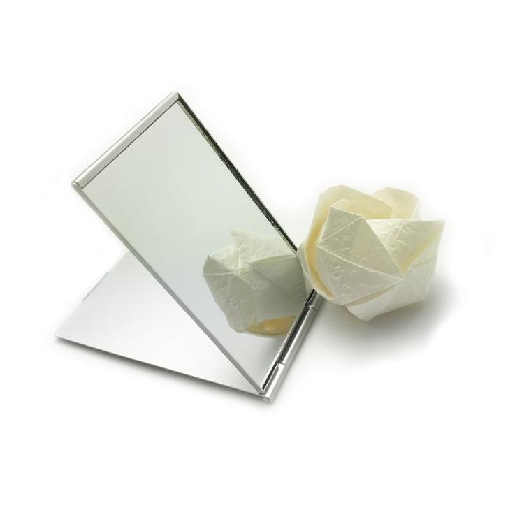 Make Up Pocket Mirror Cosmetic Rectangle Foldable Silver Makeup Mirrors Gift for Girl