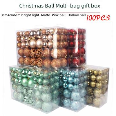 100-teiliges grenzüberschreitendes Weihnachtskugel-Set: 3cm, 4cm, 6cm Glänzende Hohlornamente