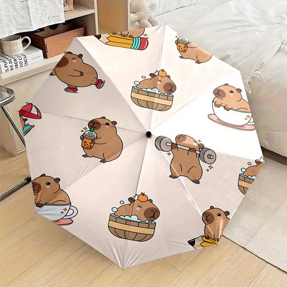 

Automatic Folding Umbrella with Cute Capybaras - Portable Collapsible Design, 8-Rib Durable Frame, Lightweight & Stylish for E (as the picture,Iron&8K)