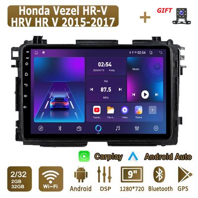 Android Carplay Radio samochodowe dla Honda Vezel HR - V HRV HR V 2015 - 2017 Odtwarzacz multimedialny Jednostka główna Stereo Nawigacja GPS BT WIFI 2 + 32 GB