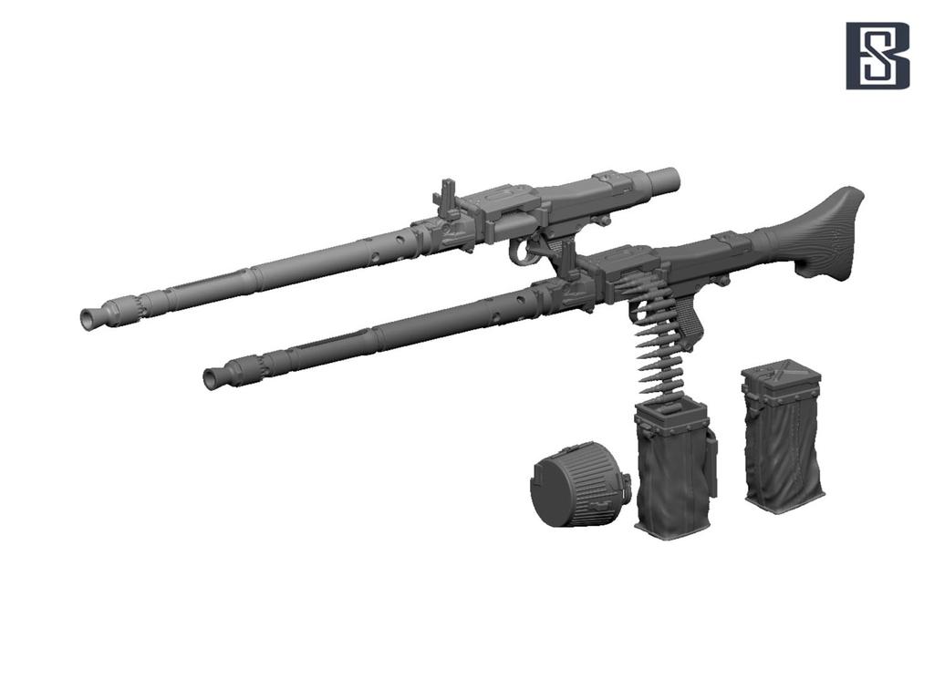 BSK Model Scale WWII German MG34 Machine 2 4 3D Printed Assembly BSKC35022 1/35 Vehicle-Mounted Gun, Types, Pieces, Kit,
