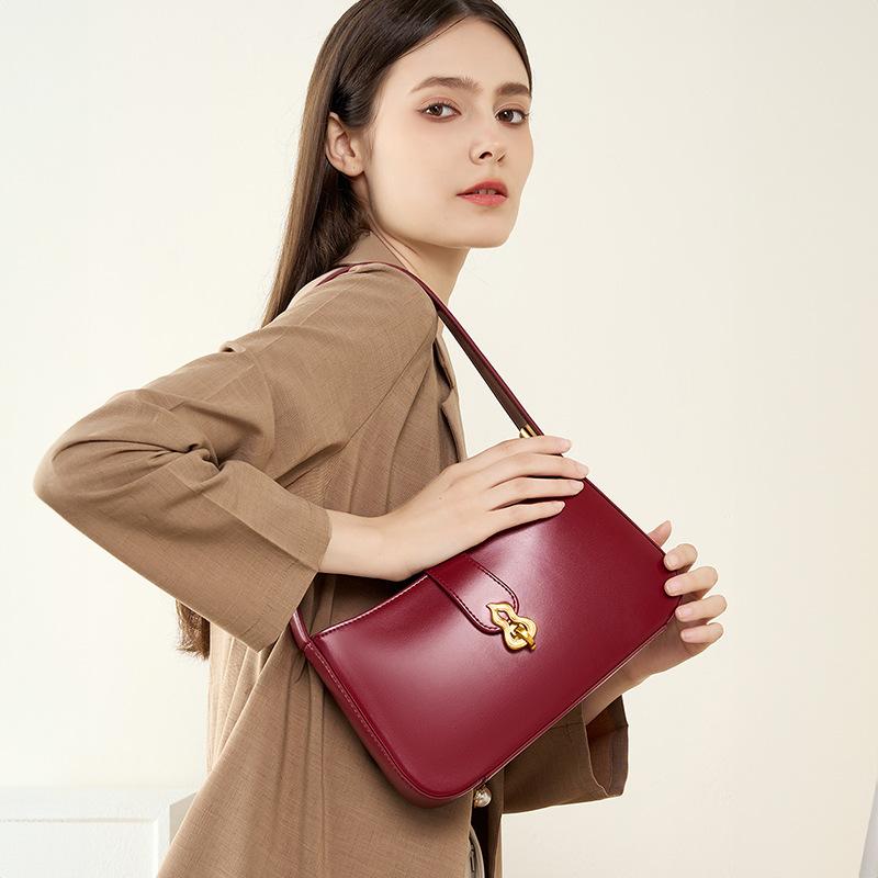 New Leather Women's Bag Niche Red Premium Texture Underarm Bag Women's Daily Shoulder Bag