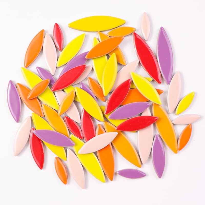 454g Petal Ceramic Mosaic Tiles for Crafts Art, Water Drop Flower Tiles Irregular Ceramic Tiles Bulk, 0.4 Inch Square Glazed Porcelain for DIY Mosaic