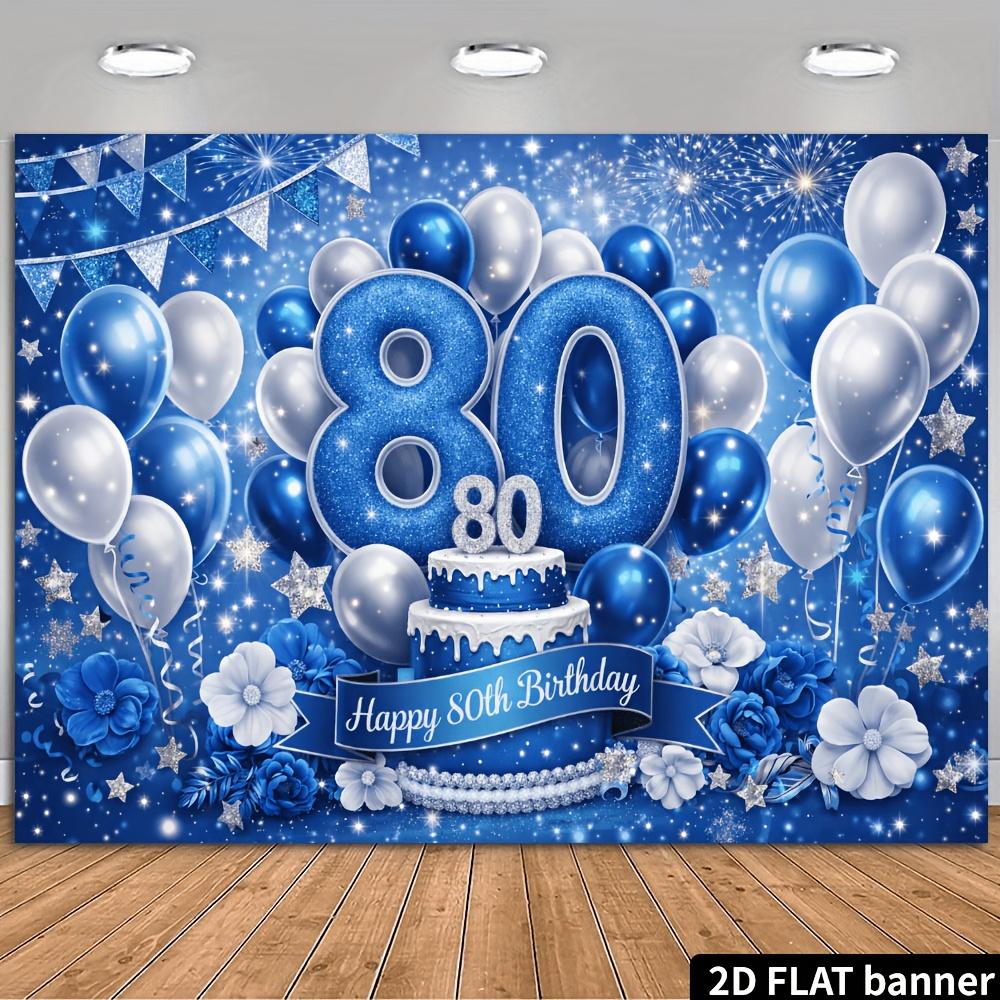 Diseño plano 2D un fondo de banner de 1 pieza para una fiesta de 80 cumpleaños adecuado para reuniones familiares y fiestas al aire libre
