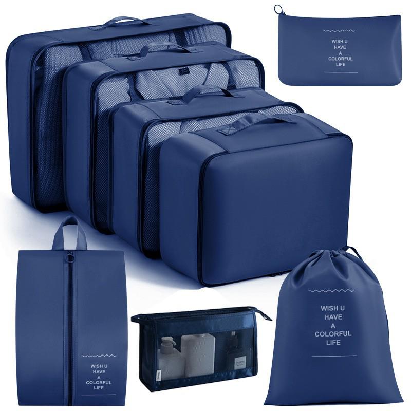 Eight-Piece Waterproof Travel Storage Bag Set for Business Trips - Large Capacity
