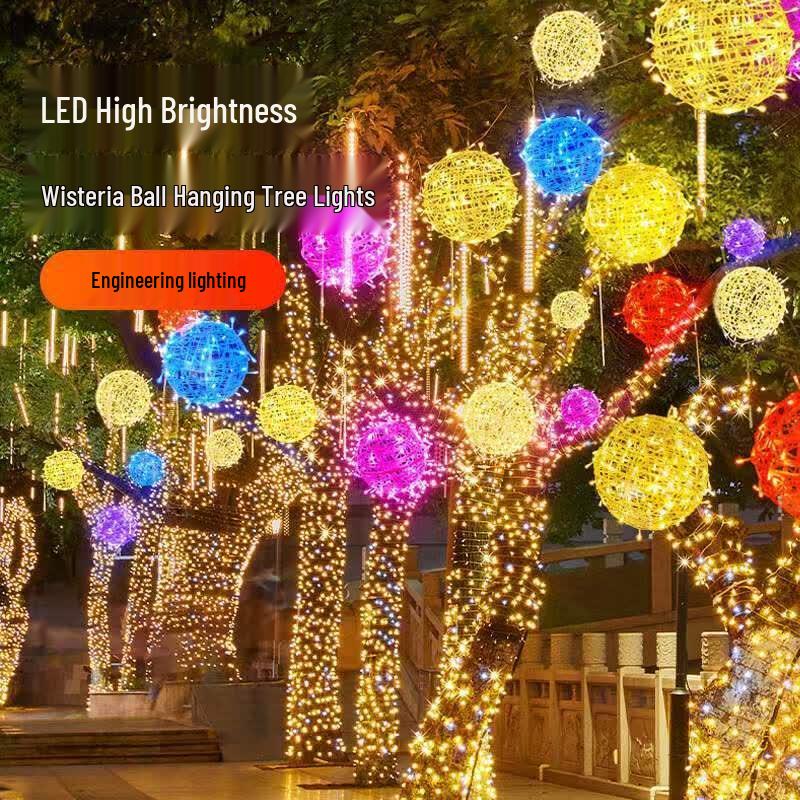Outdoor LED Rattan Ball String Lights