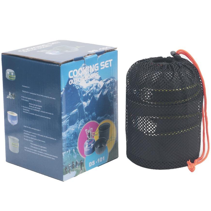 1-2 Person Camping Cookset, Portable Outdoor Cooking Pot with Nonstick Coating, Lightweight Nesting Pot Pan Kit for Hiking Backpacking Picnic