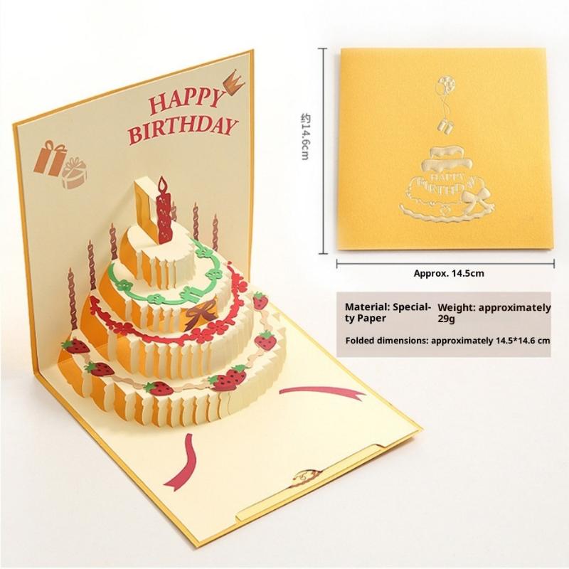 3D Unique Pop Up Birthday Card For Kids Boy Baby Shower First Birthday Party Greeting Cards Handmade Miniatures Postcard Gifts