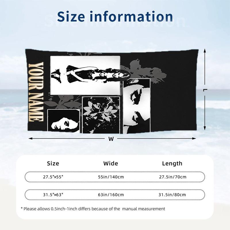 Lana Del Rey Beach Towel, Personalized Custom Name Text, Quick Dry Large Absorbent Towel For Beach Pool
