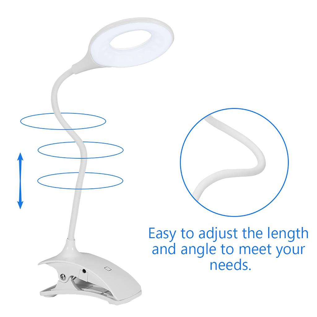 Rechargeable Clip on Clamp LED Lights Desk Table Lamp Eye Care for Reading Study Lighting
