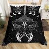 Death Moth Duvet Cover Set Skull Bedding Set Snake Mandala Moon Phase Comforter Cover Trippy Skeleton Quilt Cover Set Queen Size