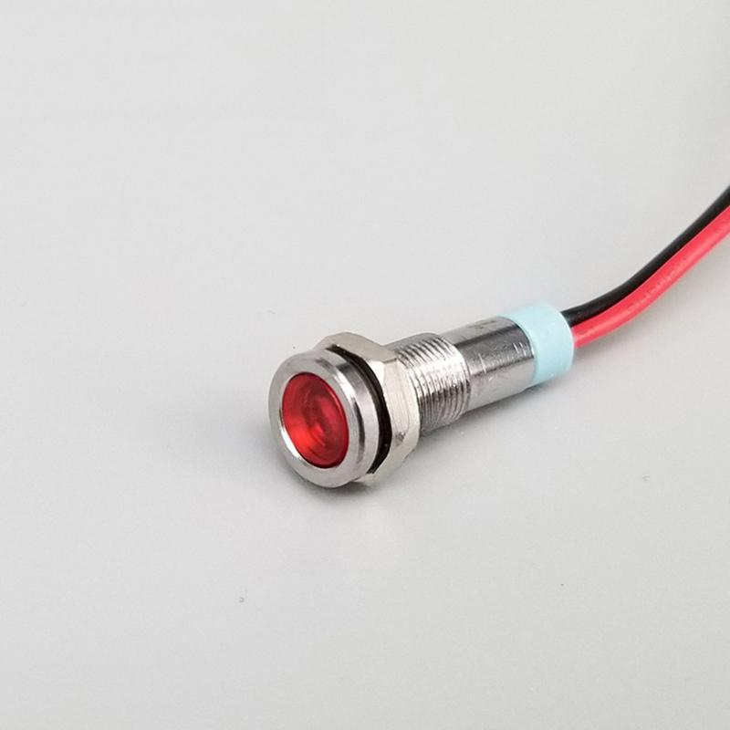 

1pcs New Qulity 6mm Flat Head LED Metal Indicator Light Waterproof Signal Light 12V With Red Yellow Blue Green And White Lines червоний