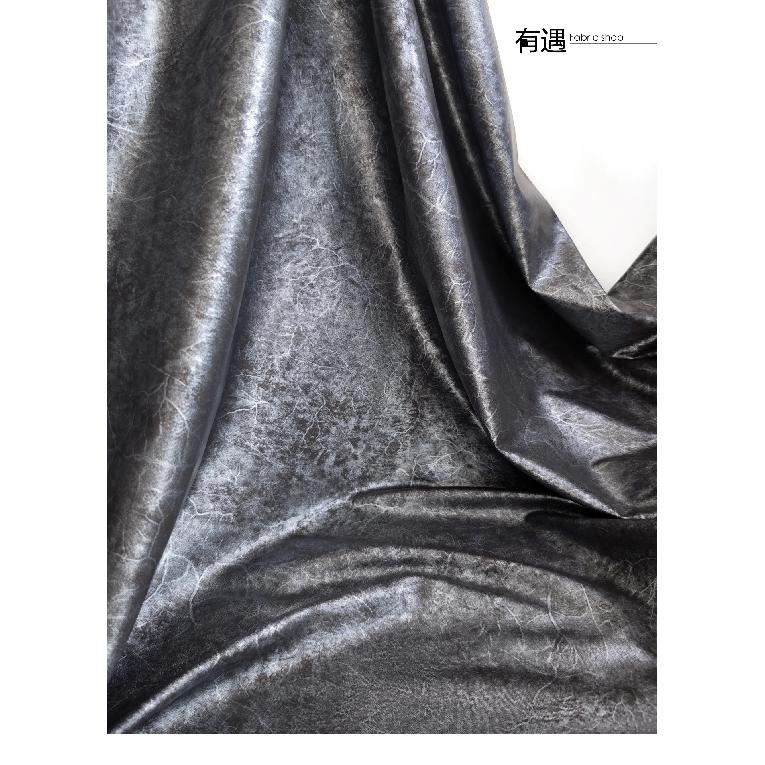 PU Simulated Leather Fabric Silver Gray Handmade Diy Coat Skirt Designer Cloth Diy Apparel Sewing Polyester Fabrics
