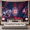 Custom Name Text Tapestry Chicago Cubs Personalized Polyester Wall Tapestry For Bedroom And Room