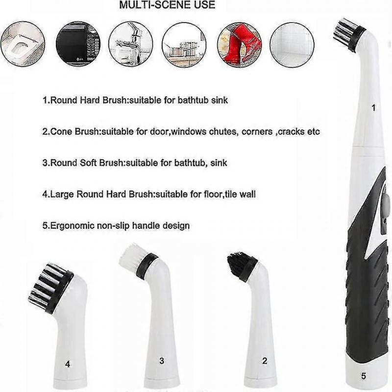 Cleaning Brushes,electric Cleaning Brush,bathroom Cleaning Brush With 4 Replaceable Heads,cleaning Kit For Kitchen,bathtub,tile,sink,wall,window