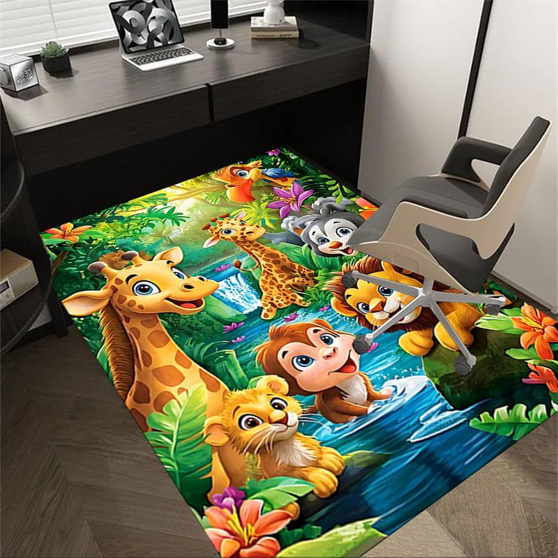 

1PC Jungle Animals Non-Slip Floor Carpet Compatible for Office&Living Room&Bedroom&Dining room - Soft & Pattern, Vibrant Colors-H0413 60cm by 90cm