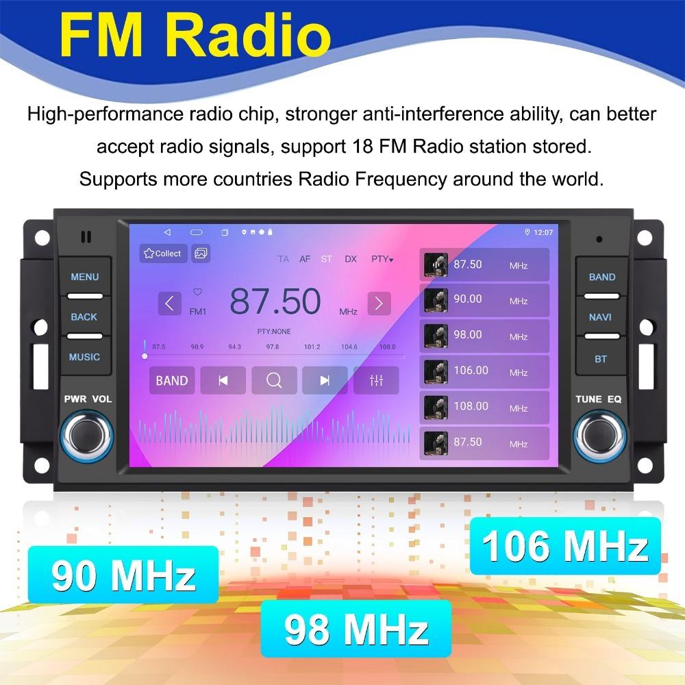 For 2Din Car Android Stereo GPS Player Ram Challenger Jeep Wrangler JK Head Unit Single Radio BT Carplay Multimedia