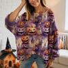 Halloween Crochet Pumpkin Sweater Women, Oversized Pumpkin Knit Pullover,Witch Hat Cozy Fall Sweater