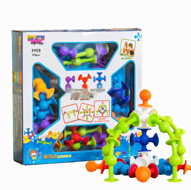 Pin Dou Silicone Suction Cup Baby Toy Car - Sticky Fun Ride for Soothing Babies