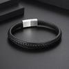 New Personalized Titanium Steel Black Leather Bracelet