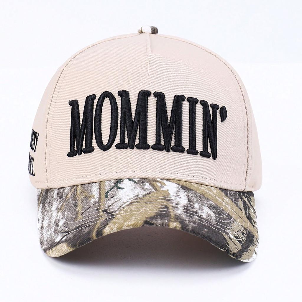 1 Stück Mommin Trucker-Kappe für Damen, bestickte Mama-Baseballkappe, verstellbare Leinwand-Vintage-Kappe für Freizeitkleidung