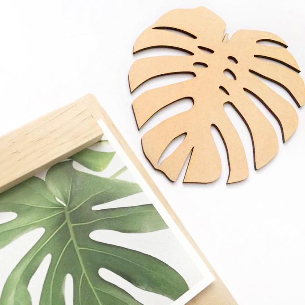 1 pcs Nordic Wooden Monstera Leaf Wall Ornament Kids Room Bedroom Home Decoration For Home Office Cafe Desktop Decoration