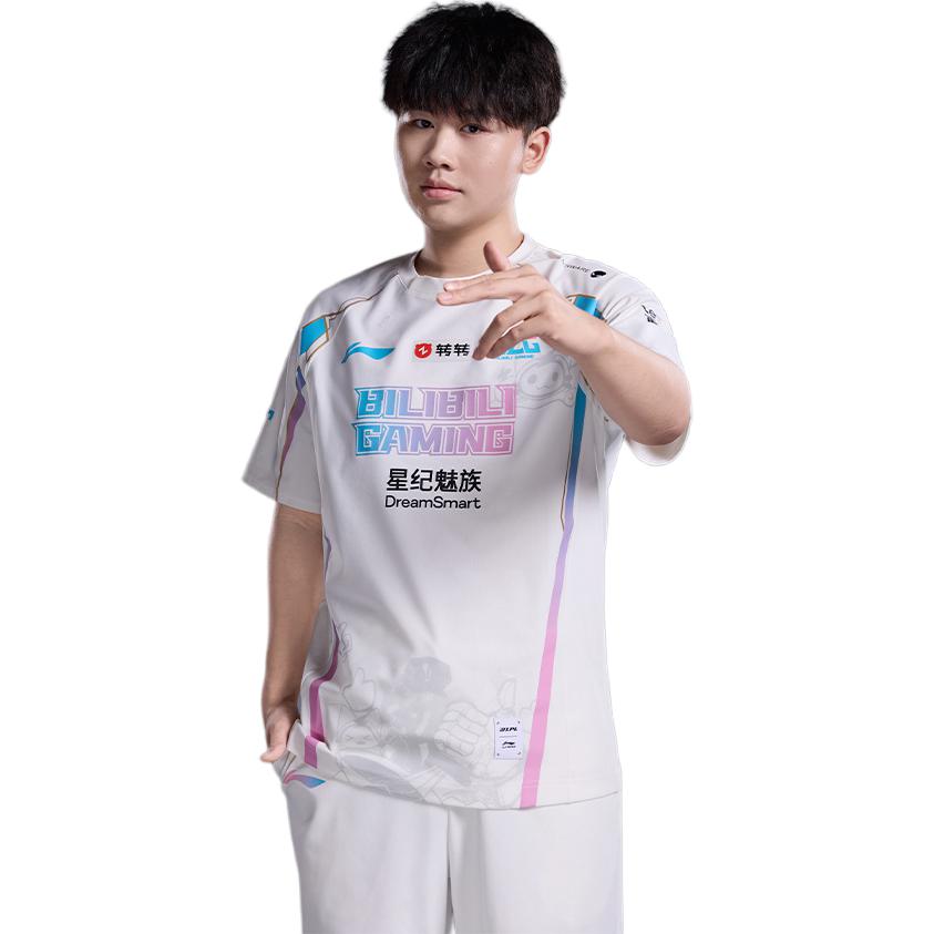 Li Ning E-Sports Series BLG Team Classic Comfortable Letter Pattern Raglan Short Sleeve T-Shirt Unisex Tops Off-White ATSU667-1