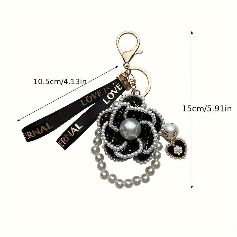 1 Elegant Handmade Camellia Keychain with Imitation Pearl Design, Suitable for Hanging On Cars, Bags, Any Item, Christmas Gifts