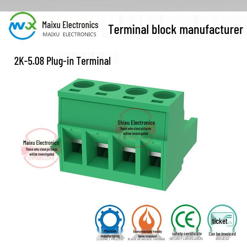 KF2EDGK 5.08mm Green PCB Plug-in Terminal Block, Environmentally Friendly Copper MSTB2.5-ST