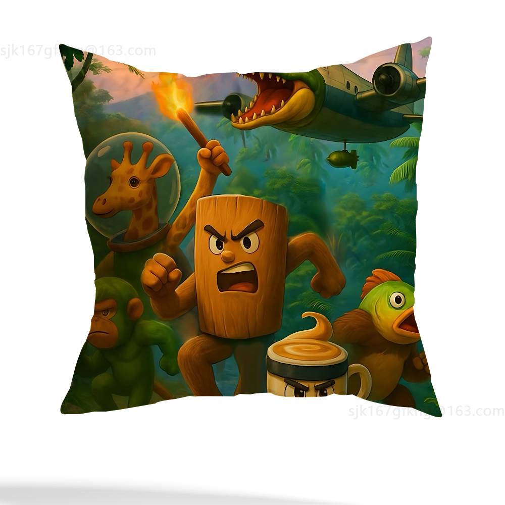 ITALlAN Brainrot Creative Pillow Case Anti-dustmite Pillowcase Invisible zipper silky short plush Sofa cushion cover