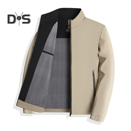 

Мужская куртка с воротником-стойкой, длинным рукавом, однотонная клетчатая подкладка, куртка, пальто, карманы, застежка-молния, повседневная верхняя одежда 2XL хаки