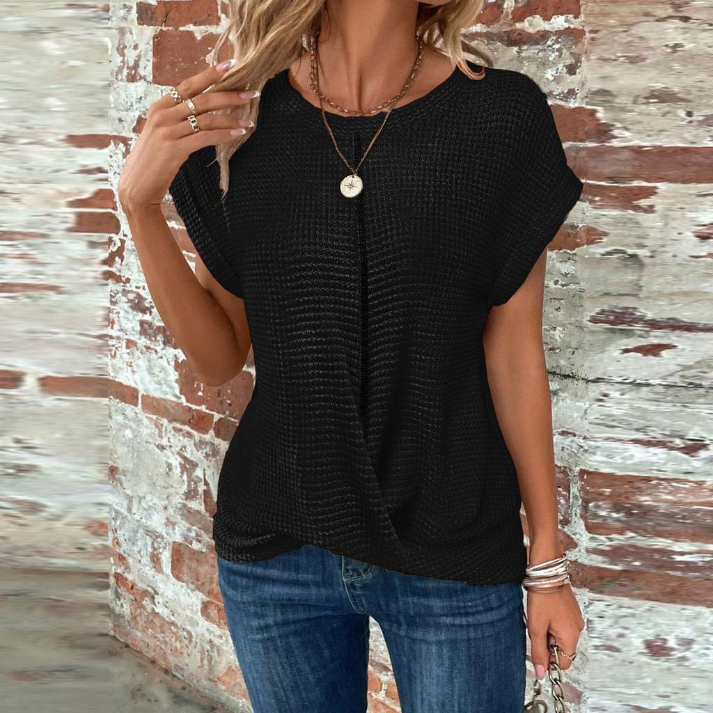 Damen T-Shirt mit Rundhalsausschnitt, Flügelärmeln, lässige Oberteile, süße T-Shirts, Sommerkleidung, trendige Basics, Tees, Kleidung