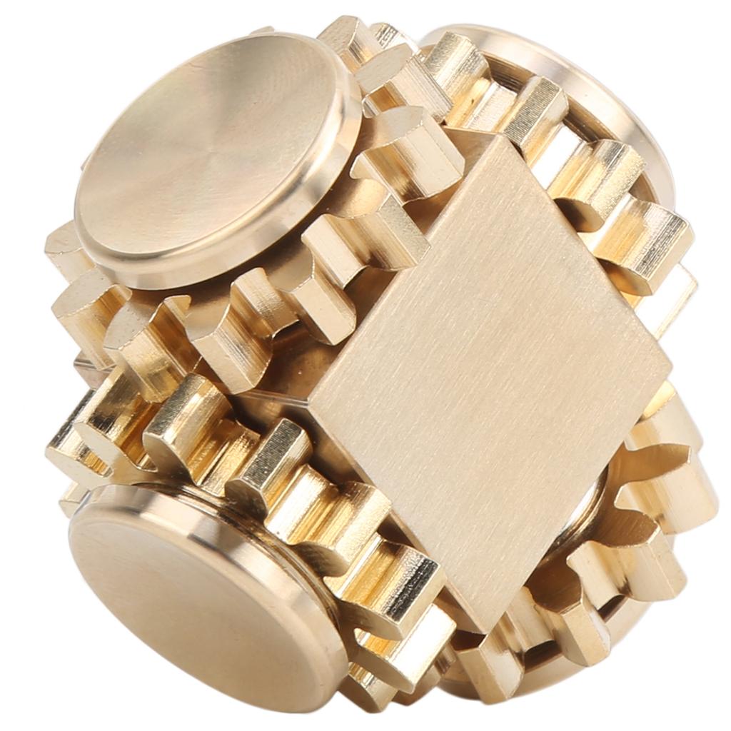 Cube Shaped Gear Fingertip Gyroscope Decompression Toys Stress Relief for Adults KidsBrass