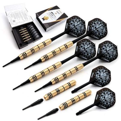 CUESOUL JAZZ-METAL Serie 19g Soft Tip Glänzendes Messing Dartpfeil Set + AK5 Schaft Integriertes Flight M (CSJM-JMRJ19)