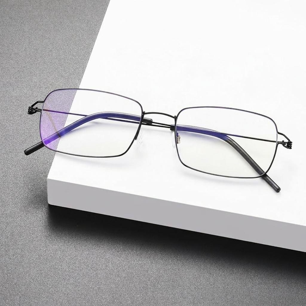 Ultra Light Pure Titanium Rectangle Reading Glasses Screwless Anti Blue Light Glasses for Men Women Business Daily Use Eyewear