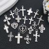 Cross-Border Hot Sale Bright Silver Cross Pendant Handmade DIY Keychain Necklace Alloy Jewelry Accessories Batch