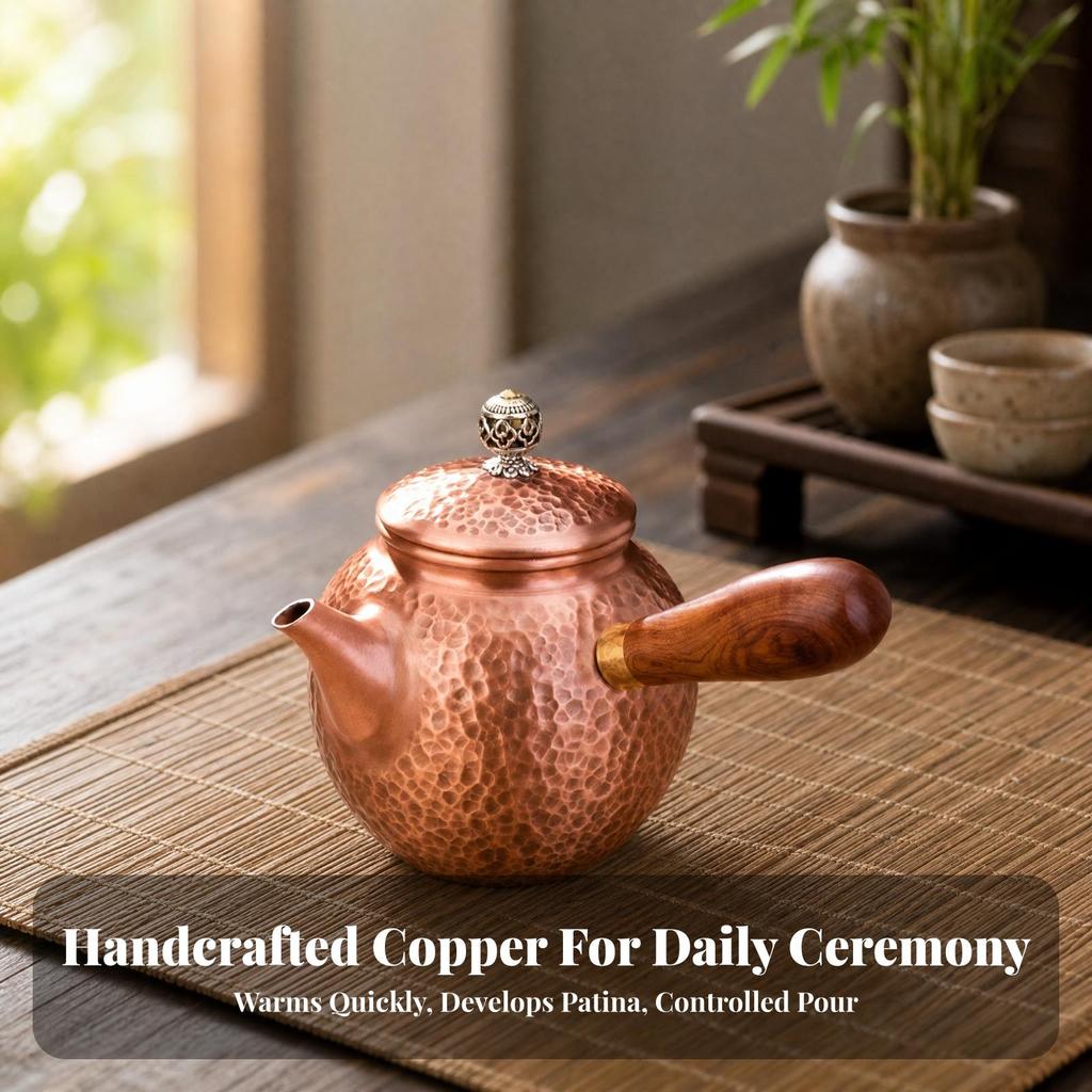 Tea Brewing Pot 1600 Ml Hammered Copper Teapot Handmade-styleStyle
