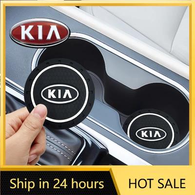 2026 Hot Car Sticker 1/2pc Car Heat-resisting Coaster Silica Gel Water Cup Slot Dirt Pad For KIA Rio Ceed Sportage Cerato Soul S