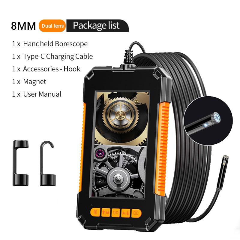 

Dual Lens Endoscope Camera 4.3 inch 1080P 8 Adjustable Lights Waterproof Sewer Inspection Camera for Machine 2m