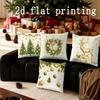 Home Decor Christmas Wreath & Deer Digital Print Pillows Pattern Cushion Cover Suitable For Sofa Bedroom Car Pillow Cover