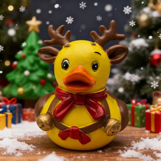 Vánoční kachní figurka Santa Claus Sob Elf Sněhulák Kachní socha Pryskyřičná zvířecí socha Vánoční sváteční párty Stolní dekorace Ozdoba