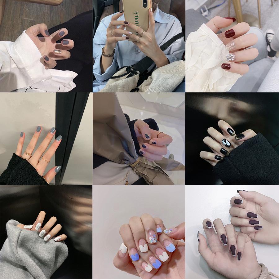 

Removable Short-Length Diamond Manicure Fake Nails Set