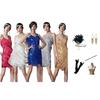 Vestido Feminino Flapper com Franjas Anos 1920 Tamanho Grande Estilo Gatsby Fantasia Anos 20 Vestido de Festa com Franjas