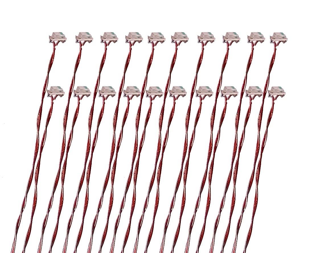 

0603 chip 20 Ideal for lighting plastic miniature Includes 60 resistors and Pre-wired 0.16mm (1608) LEDs. pairs. dioramas, models, cars, etc. (3