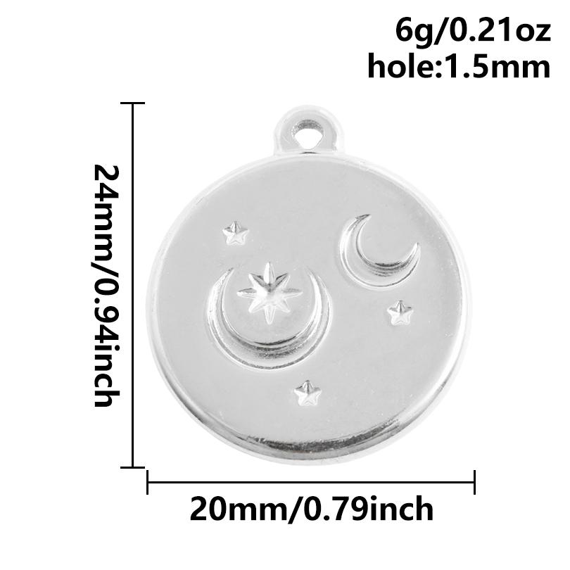 6pcs Steel Color Assorted Pendant Filligree Moon Sun Doji Charm Stainless Steel Charms For Jewelry Making Bracelets DIY Keychain