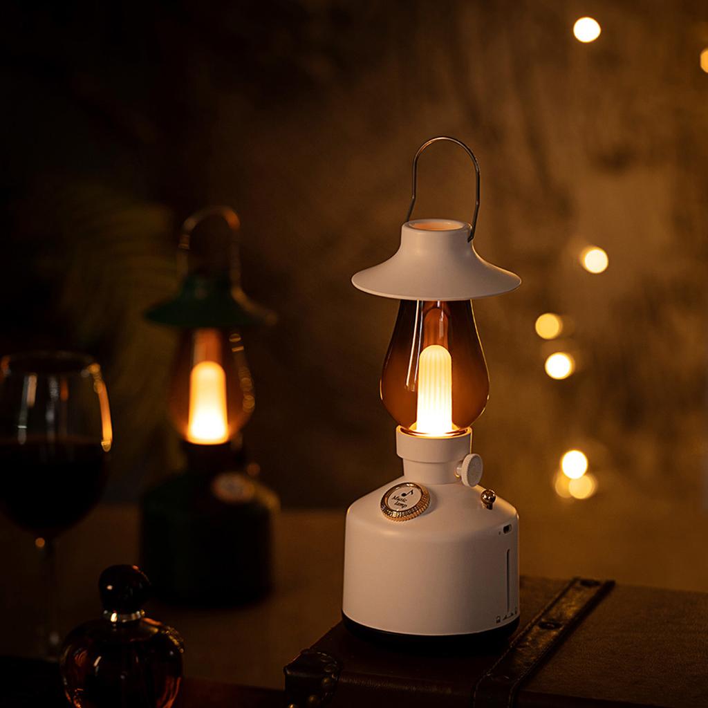 Vintage Night Light Spker IPX4 Waterproof Handheld 360 Degree Surround Sound Retro Night Light with Music