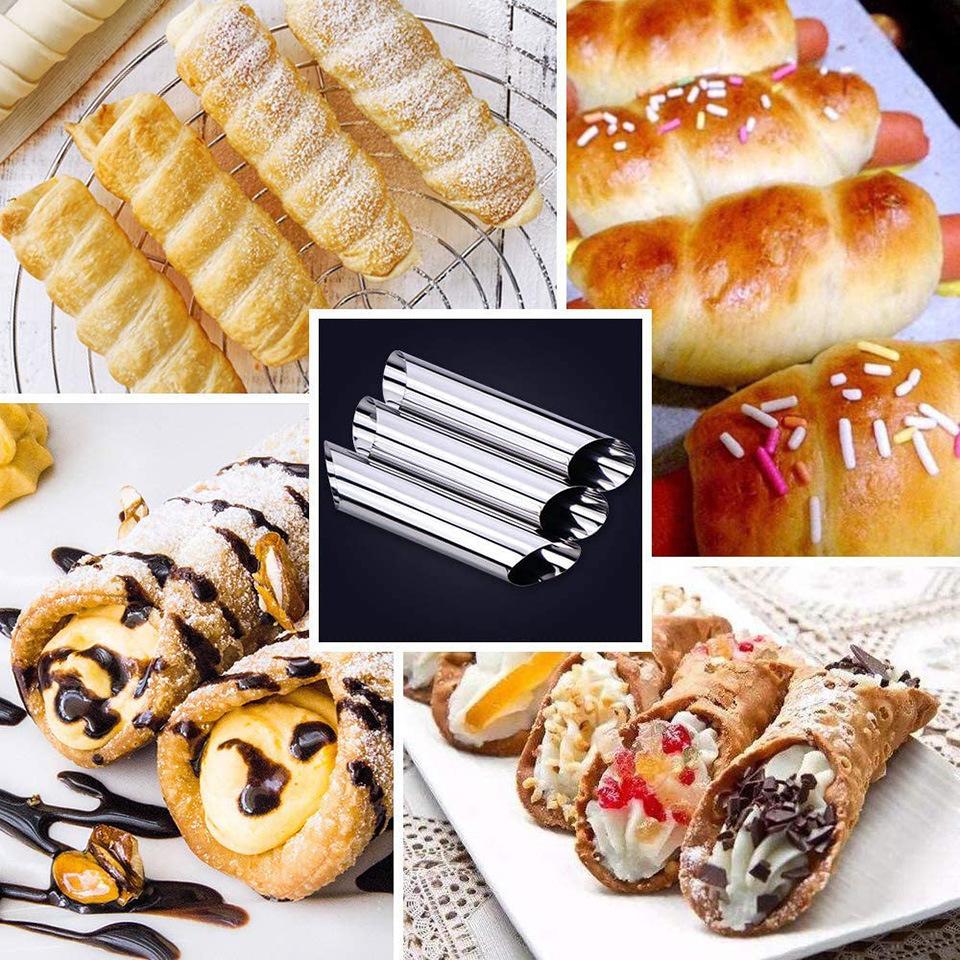 5-teiliges/Set Küchen-Edelstahl Backhörnchen Hörnchen Gebäckrolle Kuchenform Spirale Gebackene Croissants Röhrchen Keks Dessert Werkzeug