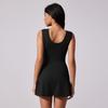 Sleeveless Fake Two Pieces Sport Dress Lace Up Badminton Skirts Women Tennis Dress  Fitness Clothes